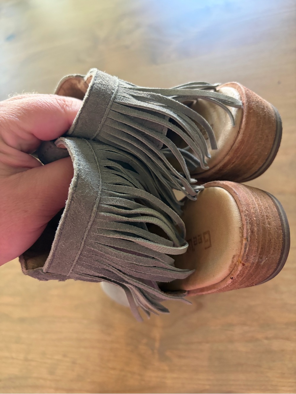 Gee’Wawa Suede Fringe Peep-Toe Ankle Booties – Size 7 - Picture 5 of 7